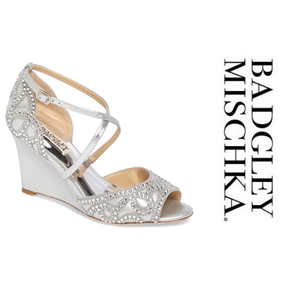 Badgley Mischka Shoes - Badgley Mischka Winter Strappy Wedge Pump - Silver